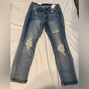 Judy Blue Skinny Blue Jeans Distressed Design